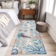 thumbnail image 5 of Ocean Jellyfish Washable Runner Rugs 2'x6', Shell Coral Low Pile Throw Entryway Rug Non-Slip Sturdy Edge Binding Carpet for Indoor Bedside Entrance Bedside, 5 of 9