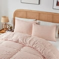 thumbnail image 3 of Peace Nest 2 Pieces 100% Flax Linen Stripe Printed Breathable & Moisture-Wicking Duvet Cover Set, Coral/White, Twin, 3 of 6