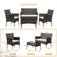 thumbnail image 3 of Lacoo 4 Pieces Patio Furniture Set Outdoor Conversation Wicker Rattan Chairs Seating with Cushion and Glass Table Weather-Resistant for Garden Backyard Porch, Brown, 3 of 8