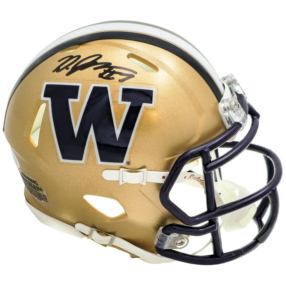 Dillon Johnson Autographed Washington Huskies Gold Speed Mini Helmet MCS Holo 222073
