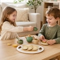 thumbnail image 5 of Wooden Toddler Tea Set for 1-3 Year Olds Pretend Play Kitchen Toy with Safe Rounded Edges Lightweight Design Easy-Grip Handles Washable Pieces Non-Toxic Paint Preschool Learning Tea Time,B, 5 of 5