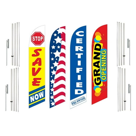 4 Swooper Flags With 4 Pole Kits Save Now Patriotic Certified Pre Owned Grand Opening