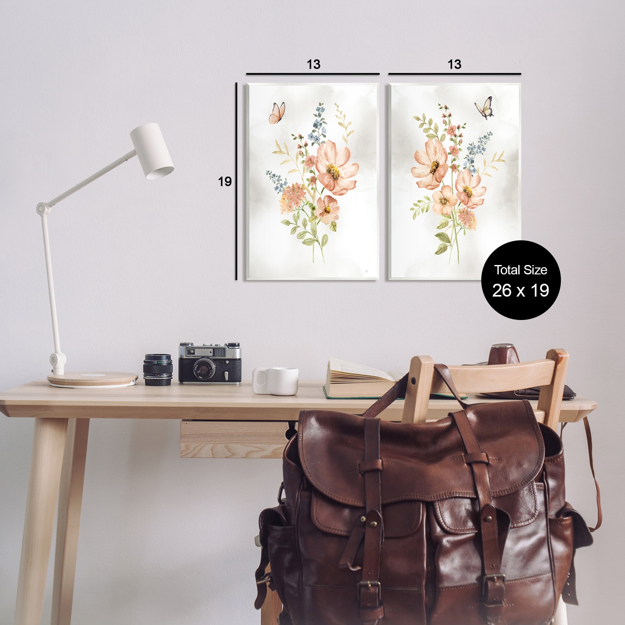 Stupell Industries Soft Pink Spring Flowers Botanical & Floral Painting Unframed Art Print Wall Art, 13 x 19, Set of 2