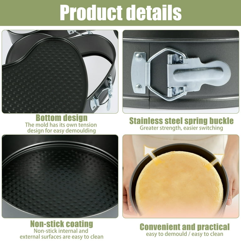 Jokapy 3 Pcs Steel Springform Pan Set, Non-stick Cake Pan, Assorted Sizes 