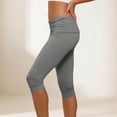 thumbnail image 7 of BiZtdJrK Fold Over Leggings Womens Cotton Capri Legging Low Waisted Slim Fit Y2k Streetwear Cropped Pants Summer Capris Dark Gray M, 7 of 7
