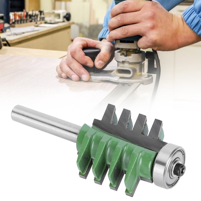 Broca de carburo cementado para ranurado de juntas dentadas de 8 x 34,9 mm, accesorio de corte para carpintería, color verde