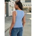 thumbnail image 4 of DARING DIVA Women's Knit Tank Tops Scoop Neck Color Block L Light Blue White, 4 of 7