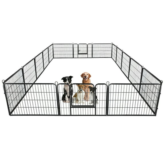 ZENY 24" Height Outdoor Pet Playpen Metal Exercise Fence Kennel Dog Playpen - 16 Panels
