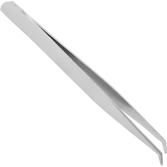 Eyelash Extension Tweezers, Stainless Steel Lash Tweezers Angled Tips Tweezer Tools False Eyelash Applicator for 3D 5D Individual Lash Extensions(Silver)