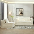 thumbnail image 3 of TesNus Sectional Sofa Bed 80", Plush Corduroy Fabric, Foam Filled, with Chaise Lounge and Convertible Blanket, Beige, for Living Room Bedroom, 3 of 9