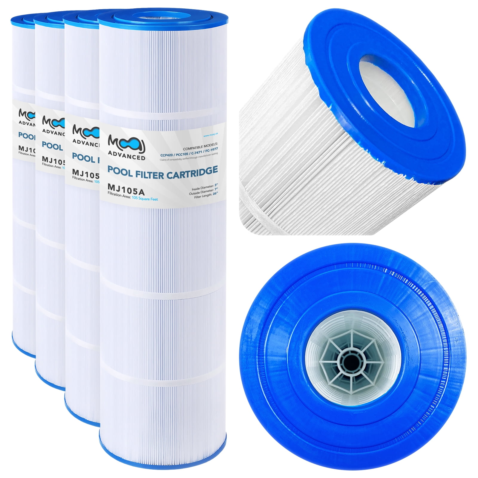 Filter Pentair 178656 Durable Cartridge Replacement Quad 100 Pool and Spa D.E 