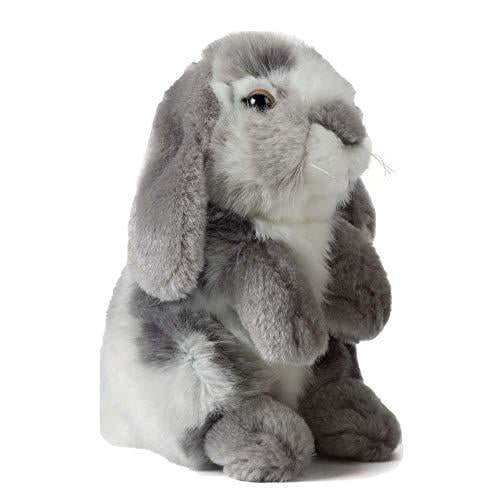 Living Nature Plush Sitting Lop Eared Rabbit Grey Plush Animal