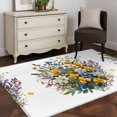 thumbnail image 4 of Yellow Flower Area&nbsp;Rug 4x6ft Spring White Blue Floral Plant Watercolor Farm Non-Slip&nbsp;Washable Square&nbsp;Rugs Soft Felt Indoor Floor Mat for Bedroom Kitchen Living Room Bathroom, 4 of 9
