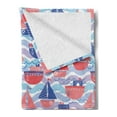 thumbnail image 2 of Maritime Soft Flannel Fleece Throw Blanket, Continuous Sailing Boats Waves Anchor Sea Theme Illustration, Cozy Plush for Indoor and Outdoor Use, 60" x 80", Pink Ceil Blue, by Ambesonne, 2 of 5