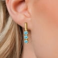 thumbnail image 3 of Gem Stone King 18K Yellow Gold Plated Silver Blue Apatite Drop Dangle Earrings for Women | 1.49 Cttw | Gemstone Birthstone | Round 5MM, 3 of 6