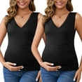 thumbnail image 1 of Camiseta básica sin mangas para maternidad con fruncido cruzado de 2 paquetes de INSPIRE CHIC, tops de lactancia, tamaño mediano, 2 paquetes, negro, 1 of 6