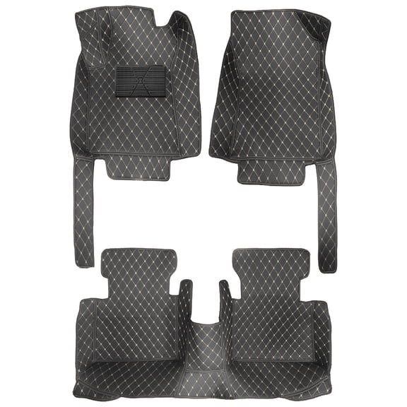 Tuqiang Car Floor Mats Custom for Lexus GS350 2012-2017 Faux Leather Floor Liner Carpet Protection All Weather PU leather 1st and 2nd Row 3Pcs Black Beige