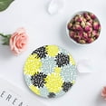 thumbnail image 3 of FMSHPON Multicolor Dahlia Pinnata Flower Customized Yellow,Black,Teal Set of 6 Round Coaster for Drinks, Absorbent Ceramic Stone Coasters Cup Mat with Cork Base for Coffee Table Bar Decor, 3 of 5