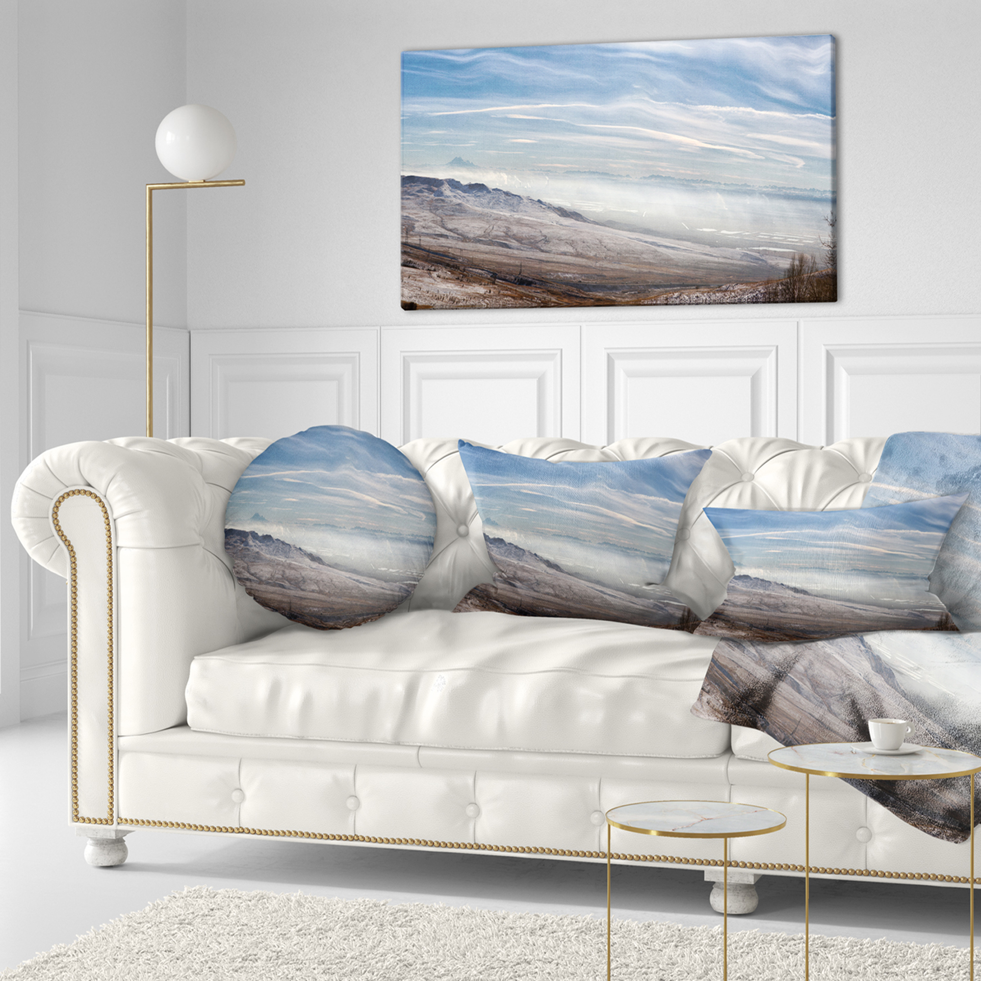 Designart 12" x 20" Blue Polyester Throw Pillow