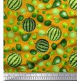 thumbnail image 1 of Soimoi Moss Georgette Fabric Pear,Lemon & Watermelon Fruits Printed Craft Fabric by The Yard 42 Inch Wide, 1 of 3