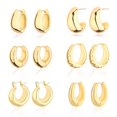 thumbnail image 1 of Pendientes Wgoud Chunky Huggie de oro de 14 quilates para hombre y mujer (6 pares), 1 of 8