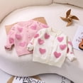 thumbnail image 3 of Esaierr Kids Baby Button Cardigan Sweater Coat for Toddler Baby Girl Sweater Long Sleeve Pearl Knitted Love Heart Coat for 0M-6T, 3 of 5