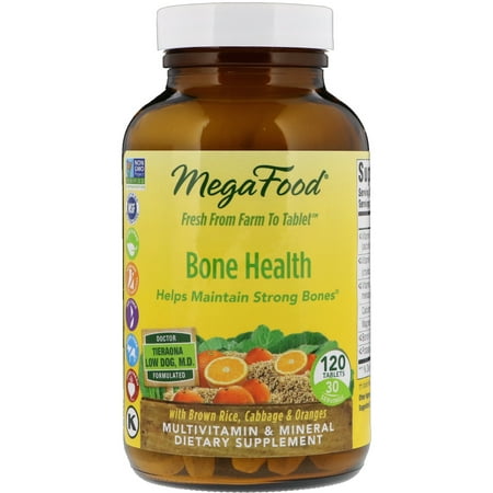 MegaFood - Bone Health, Multivitamin Support for Bone Strength, Muscle Function, Healthy Mood, and Joints with Calcium, Vitamin D3, and Magnesium, Vegetarian, Gluten-Free, Non-GMO, 120