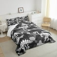 thumbnail image 3 of jejeloiu Cartoon Dinosaur Skeleton Bedding Comforter Set,Rustic Farmhouse Camouflage Twin Comforter Sets,White Green Bedding Set For Boys Kids,Super Cozy Room Decor,2 Pieces, 3 of 8