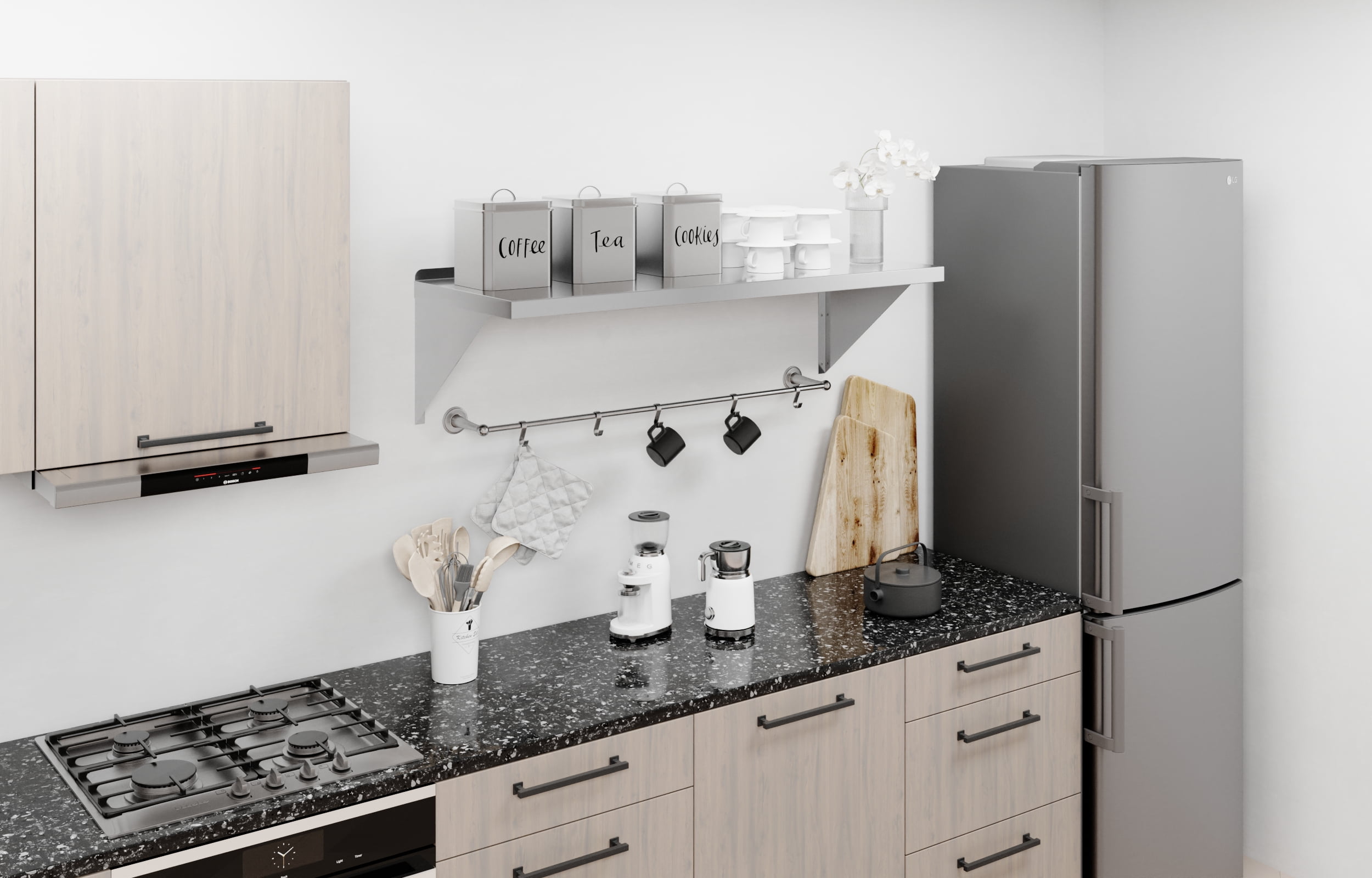 AmGood 18" Width x 48" Length | Stainless Steel Wall Shelf | Square Edge | Metal Shelving | Heavy Duty | Commercial Grade | Wall Mount | NSF Certified