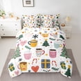 thumbnail image 2 of Manfei Kids Winter Coffee Bedding Comforter Set 7 Pieces, Cute Christmas Tree Full Bedding Set, Santa Claus Gifts Reversible Fitted Sheet Flat Sheet, Breathable Home Decor, 2 of 7