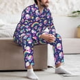 thumbnail image 6 of KLL Skull mushroom rainbow space Sleepwear Mens Flannel Pajamas,Long Cotton Pj Set, 6 of 7