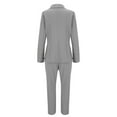 thumbnail image 5 of GILIGEGE Two Piece Sets for Women Women's Autumn Winter Solid Color Buttoned Slim Fit Cardigan Suit Jacket Suit Pants Two Piece Set Grey Xxl, 5 of 6