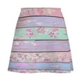 thumbnail image 6 of Colorful Floral Wood Texture Women's High Waist Skirt Stretchy Casual Mini Skirt, 6 of 8