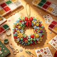 thumbnail image 5 of Fllostpr Christmas Diamond DIY Wreath Pendant Handmade 5.7x5.7" Acrylic Stickers Decor for Window Foliage Home Styling, 5 of 8