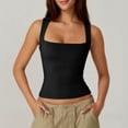thumbnail image 4 of Vmvidoty Summer Women Tank Top Square Neck Sleeveless Basic Tight T Shirts Black L, 4 of 5