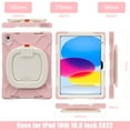 thumbnail image 2 of Elehold Hybrid Heavy Duty Rugged  Case Compatible with iPad 10th Gen 10.9" (2022) with 360 Rotating Hand Shoulder/Kickstand/Strap Shockproof Double Protection Case Cover, Cherryblossomspink, 2 of 10