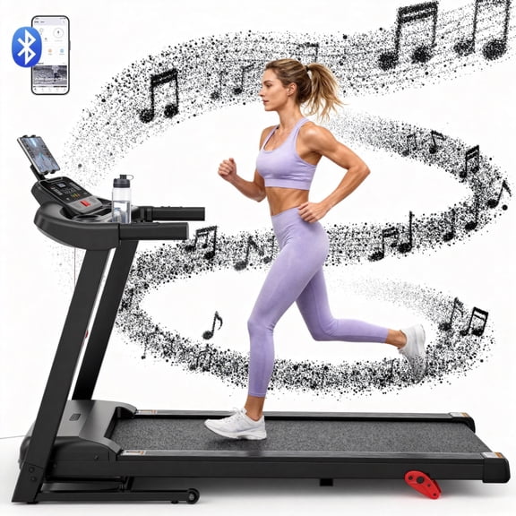 3HP Folding Treadmill for Home, 3-Level Incline, 7.5 MPH, 71 Programs, FREE Courses & APP Control, LED Display, Heart Rate Monitor, 300 lbs Capacity, Jogging walking treadmill