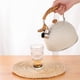thumbnail image 4 of Hervidor de té, tetera silbante de 2,5 litros, teteras para estufa de acero inoxidable con mango plegable con patrón de madera, tetera con silbido fuerte para té, café, 4 of 6