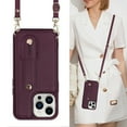 thumbnail image 2 of for iPhone 14 Pro Case with Card Holder Crossbody Lanyard Strap Leather Wallet Case with Magnetic Clasp Kickstand Heavy Duty Protective Back Flip Phone Cover for Women,Winered, 2 of 8