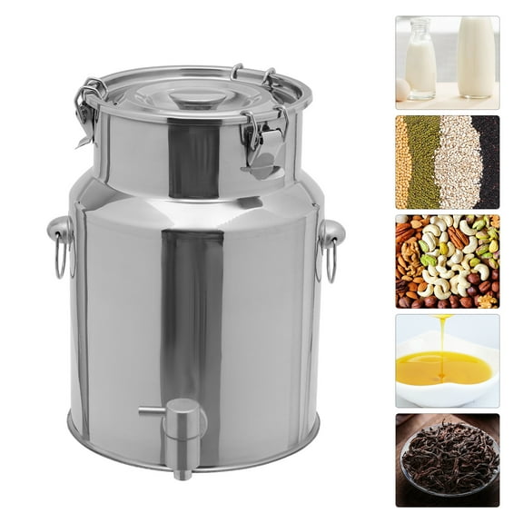 10L /2.64gal Beverage Dispenser Stainless Steel Milk Can Drink Transport Barrel with Spigot