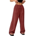 thumbnail image 4 of Women's Boho Wide Leg Linen Pants Drawstring Waist Casual Loose Vacation Trousers, M, 4 of 5