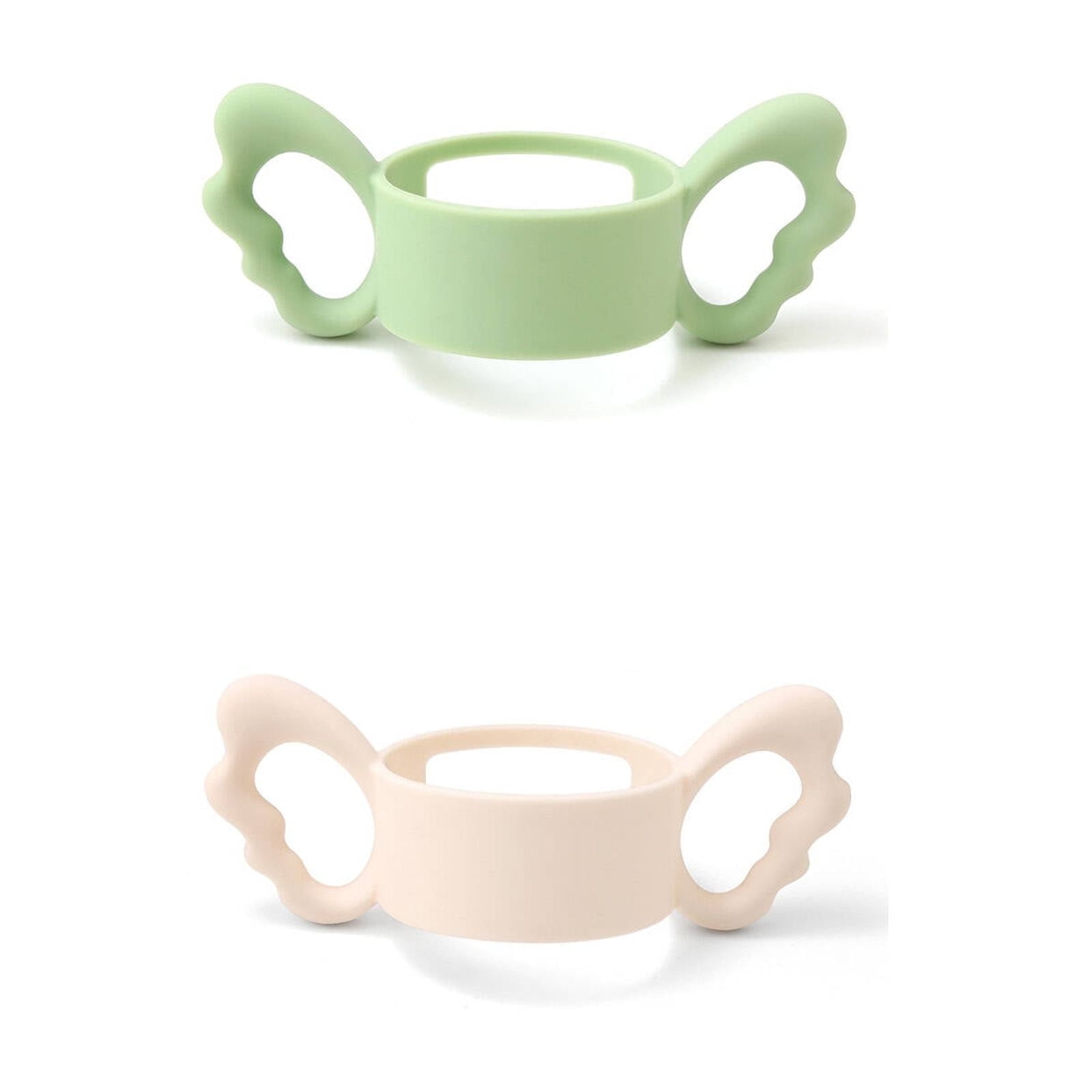 ACDANC 2 Pcs Silicone Baby Bottle Handles, Food Grade Heat Resistant Bottle Grips for Wide Neck, Ergonomic Infant Feeding Accessories