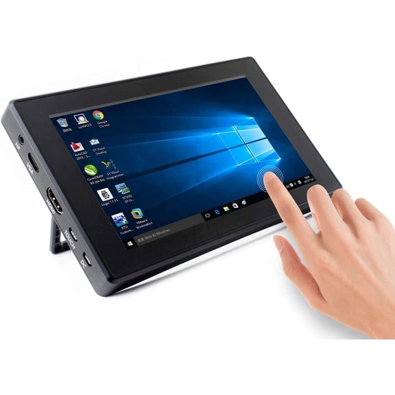TOP1 7inch Capacitive Touch Screen LCD (H) with Case 1024600 Pixels HDMI-Compatible IPS Display for 4 Computer Monitor Supports Windows 11108.187(7inch HDMI LCD (H) (with case))
