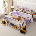 thumbnail image 3 of jejeloiu Lavender Flower Highland Cow Twin Quilt Set Kids,Dreamy Farm Print Twin Coverlet Set,2-Piece, 3 of 7
