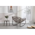 thumbnail image 5 of Indoor & Outdoor Comfy Rocker Chair with Thick Cushion, Oversized Metal Frame Rattan Egg Chair for Balcony Front Porch Garden Patio Backyard (Olive Green), 5 of 7