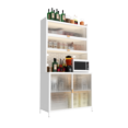 thumbnail image 2 of 6-Tier Metal Kitchen Pantry Cabinet with 2 Acrylic Glass Flip-Up Doors – Versatile Storage for Home Office, Dining Room, Bathroom,White, 2 of 6