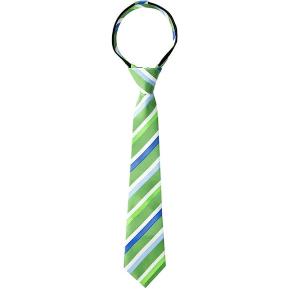 Spring Notion Boy's Striped Woven Zipper Tie Green Medium