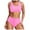 Pink, variant on Cathalem Bikinis Sets for Women Two Piece Swimsuit High Waisted V Neck Twist Front Adjustable Spaghetti Straps Bathing Suit (Dark Blue,L)