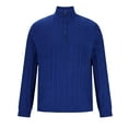 thumbnail image 4 of VSSSJ Quarter Zip Sweater for Men Slim Fit Casual Cable Knitted Stand Collar Long Sleeve Pullover Vintage Warm Mock Neck Winter Sweater Tops Blue XL, 4 of 5