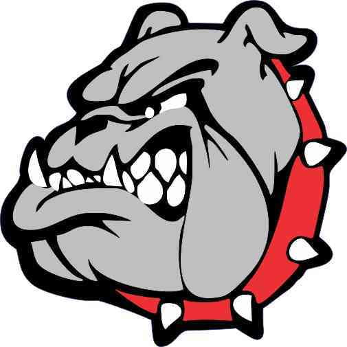 3in x 3in Red Collared Bulldog Mascot Sticker Vinyl School Bumpe